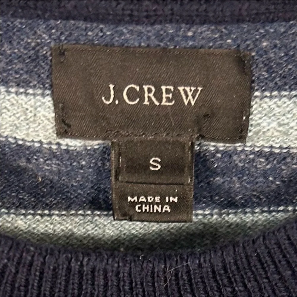 J.CREW 100% Cotton Blue Stripped Long Sleeve Crewneck Sweater Size S